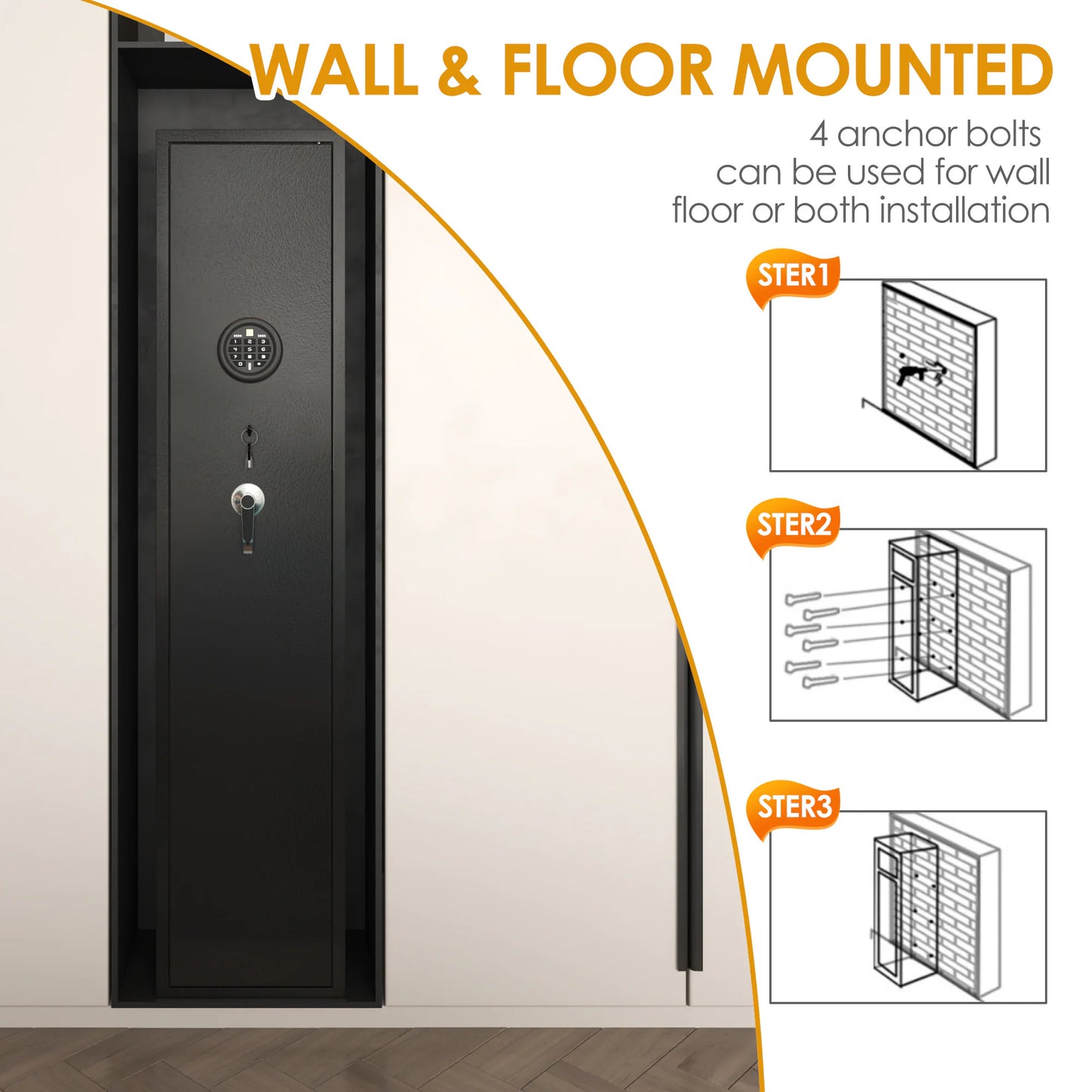 5-Gun Safe With Quick Access Biometric Fingerprint Scanner