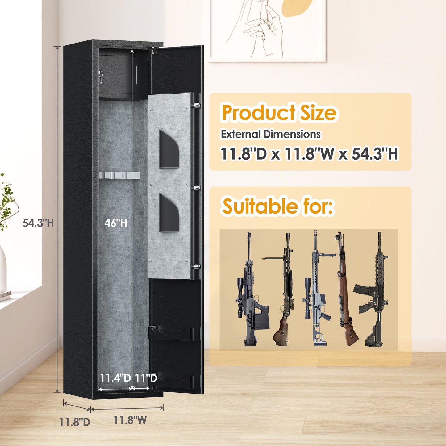 5-Gun Safe With Quick Access Biometric Fingerprint Scanner